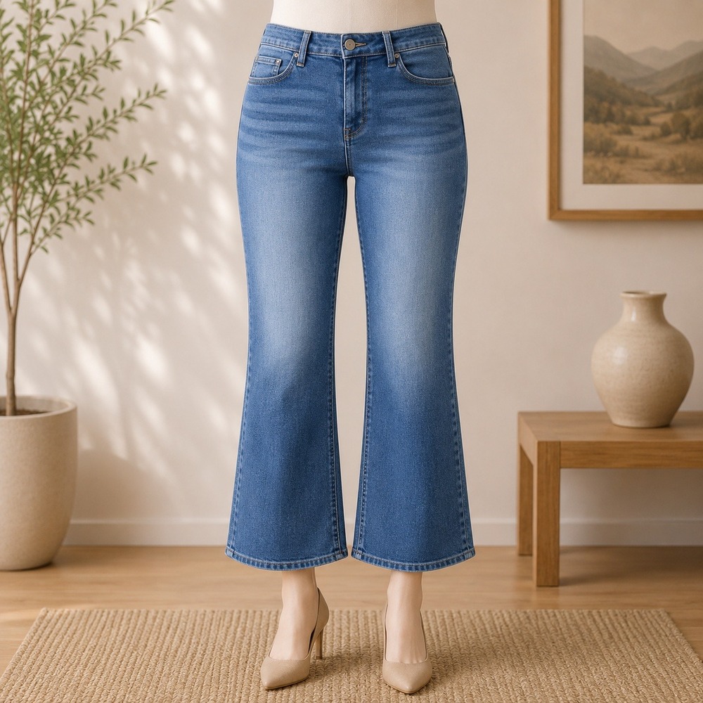 Lee Riders Midrise Capri Jeans Womens 16 Blue Medium Wash Denim Cropped Pants